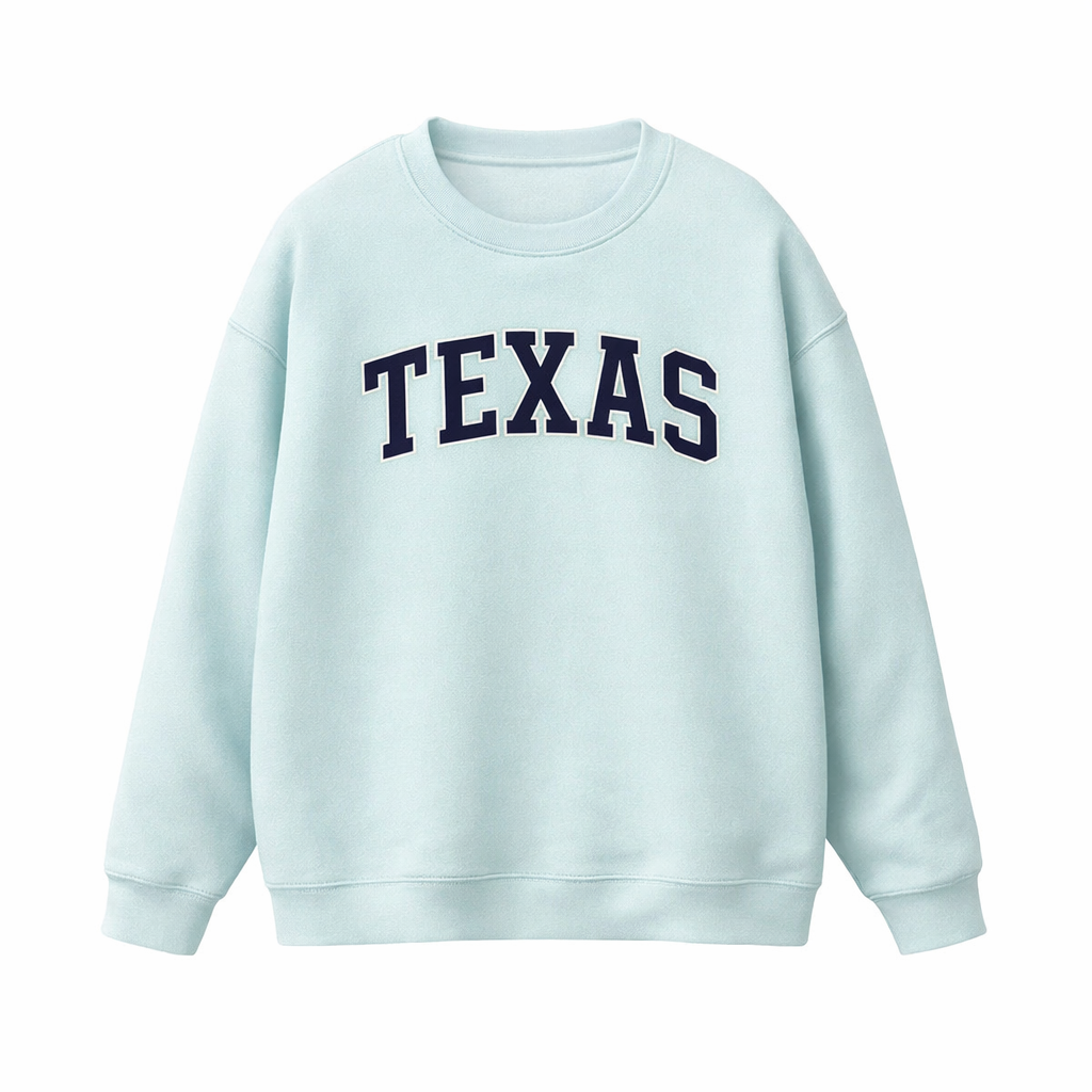 Collection 1 Texas Essential Heavyweight Crewneck Sweatshirt - Water Blue front