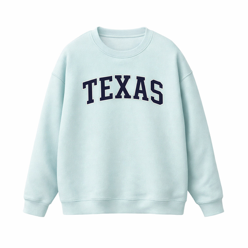 Collection 1 Texas Essential Heavyweight Crewneck Sweatshirt - Water Blue front