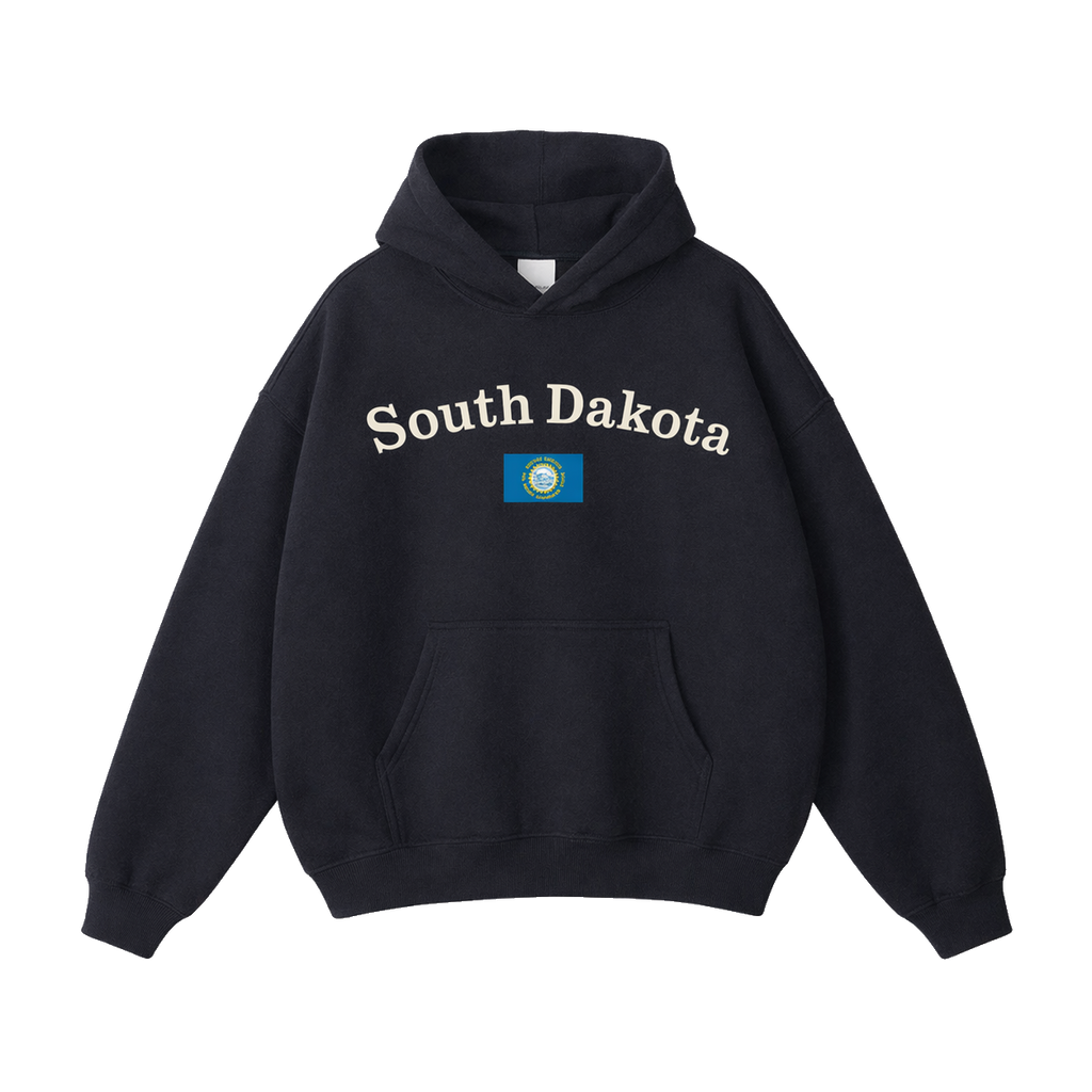 Collection 6 South Dakota Oversize Fleeced Hoodie - Black front