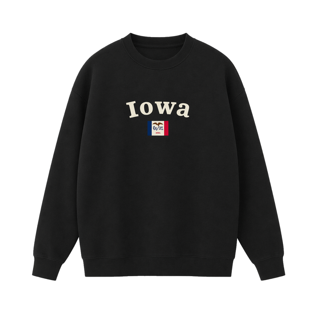 Collection 6 Iowa Essential Heavyweight Crewneck Sweatshirt - Black front