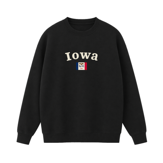 Collection 6 Iowa Essential Heavyweight Crewneck Sweatshirt - Black front
