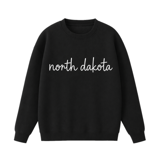 Collection 3 North Dakota Essential Heavyweight Crewneck Sweatshirt - Black front