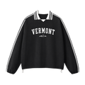 Collection 9 Vermont Contrast Striped Lapel Collar Sweatshirt - Black front
