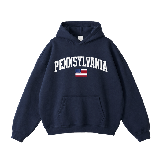 Collection 2 Pennsylvania Oversize Fleeced Hoodie - Navy Blue front