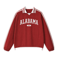 Collection 4 Alabama Contrast Striped Lapel Collar Sweatshirt - Red front