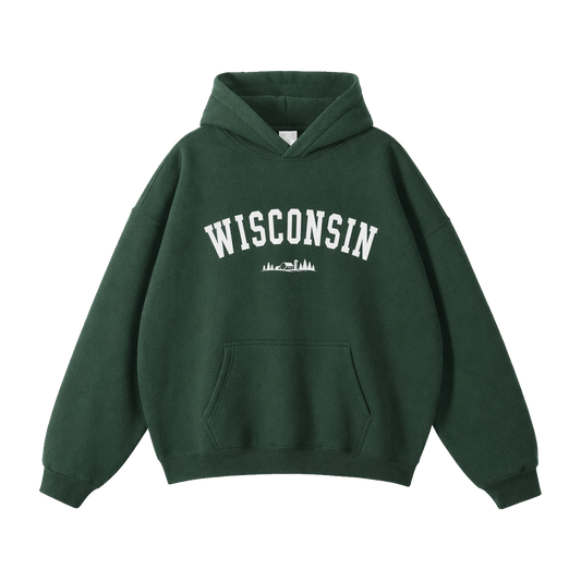 Collection 9 Wisconsin Oversize Fleeced Hoodie - Eden Green front
