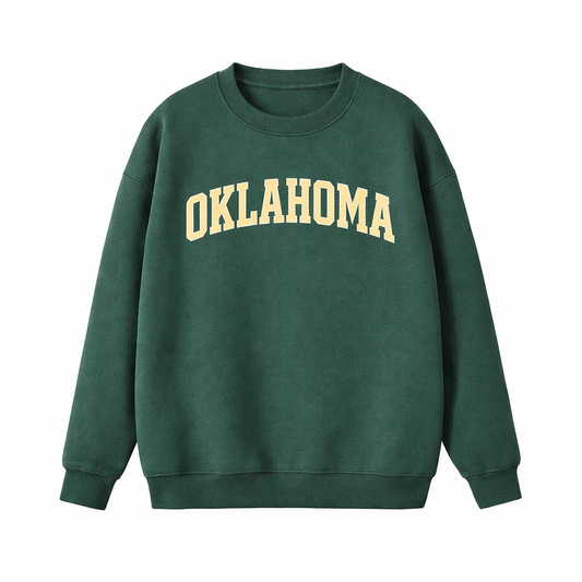Collection 1 Oklahoma Essential Heavyweight Crewneck Sweatshirt - Dark Green front