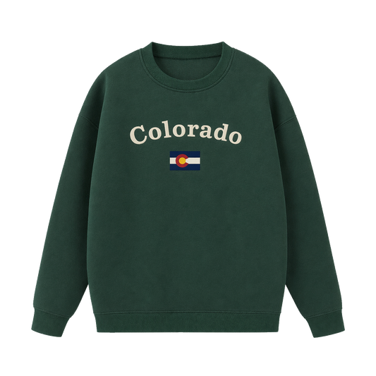 Collection 6 Colorado Essential Heavyweight Crewneck Sweatshirt - Dark Green front
