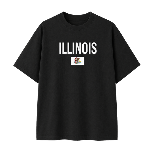 Collection 7 Illinois Essential Cotton T-Shirt - Black front