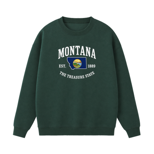 Collection 8 Montana Essential Heavyweight Crewneck Sweatshirt - Dark Green front