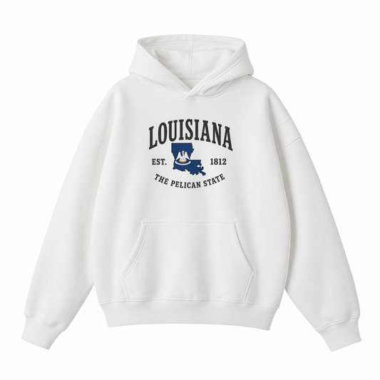 Collection 8 Louisiana Oversize Fleeced Hoodie - White front
