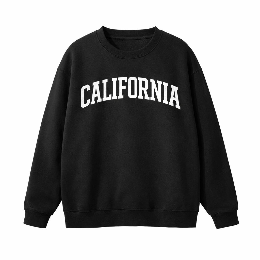 Collection 1 California Essential Heavyweight Crewneck Sweatshirt - Black front