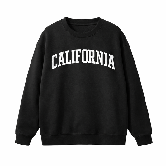 Collection 1 California Essential Heavyweight Crewneck Sweatshirt - Black front
