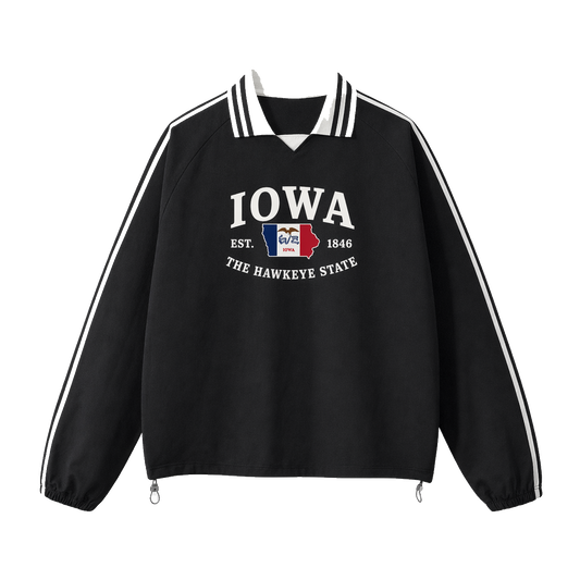 Collection 8 Iowa Contrast Striped Lapel Collar Sweatshirt - Black front