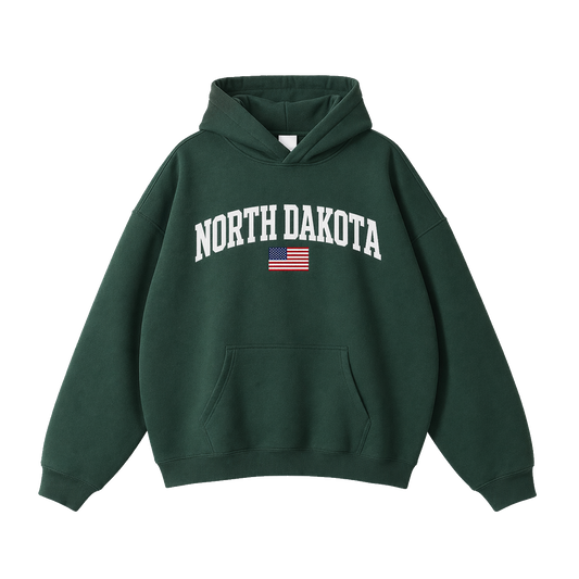 Collection 2 North Dakota Oversize Fleeced Hoodie - Eden Green front
