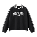 Collection 4 Missouri Contrast Striped Lapel Collar Sweatshirt - Black front