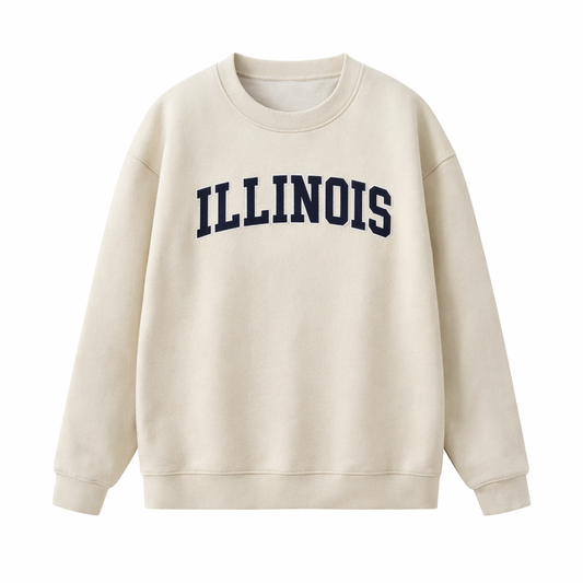 Collection 1 Illinois Essential Heavyweight Crewneck Sweatshirt - Cream front