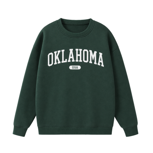 Collection 4 Oklahoma Essential Heavyweight Crewneck Sweatshirt - Dark Green front