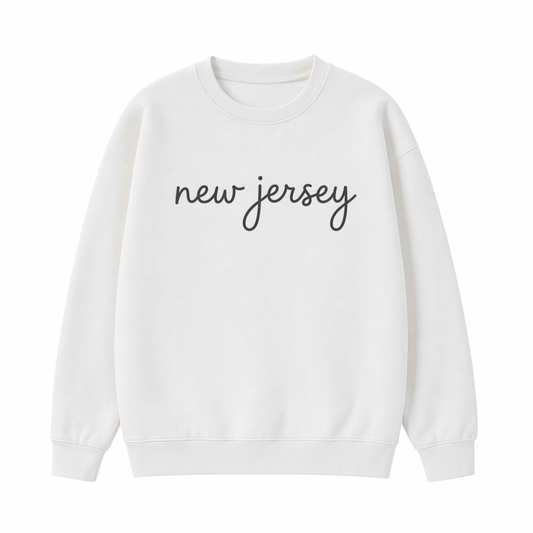 Collection 3 New Jersey Essential Heavyweight Crewneck Sweatshirt - White front
