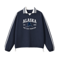 Collection 8 Alaska Contrast Striped Lapel Collar Sweatshirt - Royal Blue front