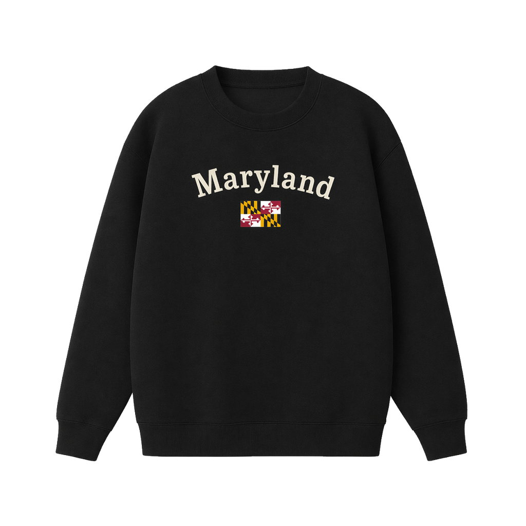 Collection 6 Maryland Essential Heavyweight Crewneck Sweatshirt - Black front