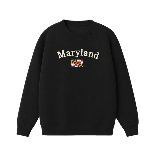Collection 6 Maryland Essential Heavyweight Crewneck Sweatshirt - Black front