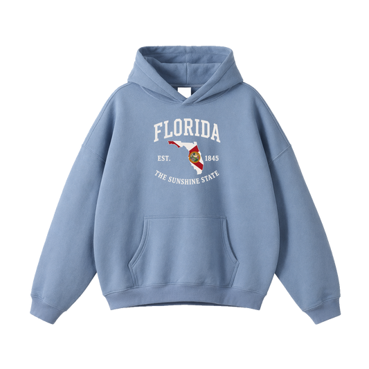 Collection 8 Florida Oversize Fleeced Hoodie - Medium Blue front