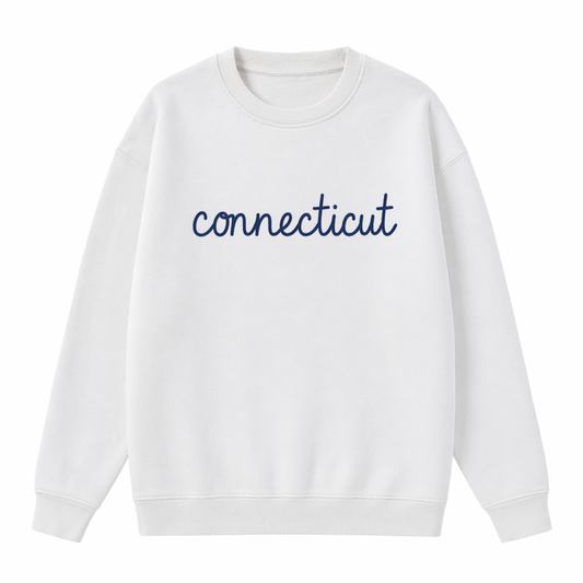 Collection 3 Connecticut Essential Heavyweight Crewneck Sweatshirt - White front