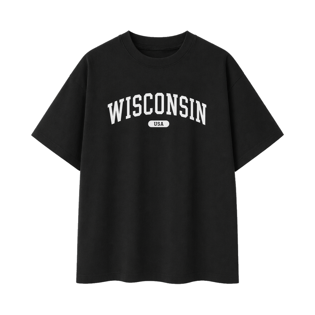 Collection 4 Wisconsin Essential Cotton T-Shirt - Black front