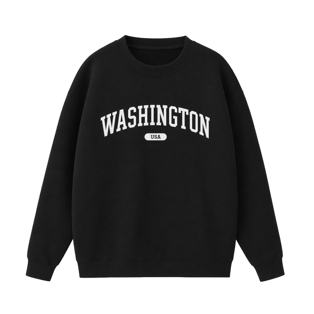 Collection 4 Washington Essential Heavyweight Crewneck Sweatshirt - Black front