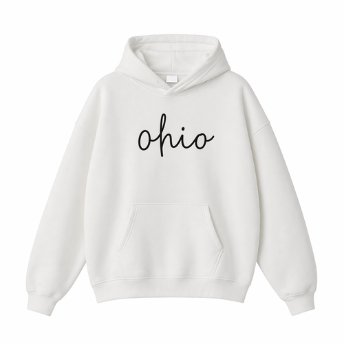 Collection 3 Ohio Oversize Fleeced Hoodie - White front