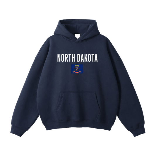 Collection 7 North Dakota Oversize Fleeced Hoodie - Navy Blue front