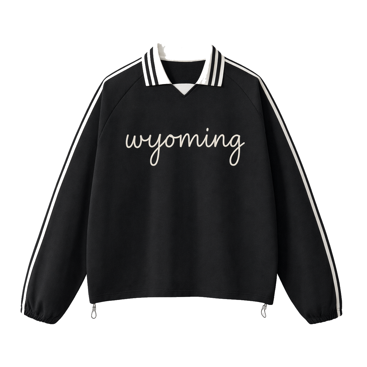 Collection 3 Wyoming Contrast Striped Lapel Collar Sweatshirt - Black front