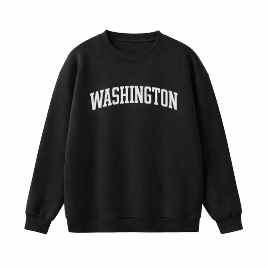 Collection 1 Washington Essential Heavyweight Crewneck Sweatshirt - Black front