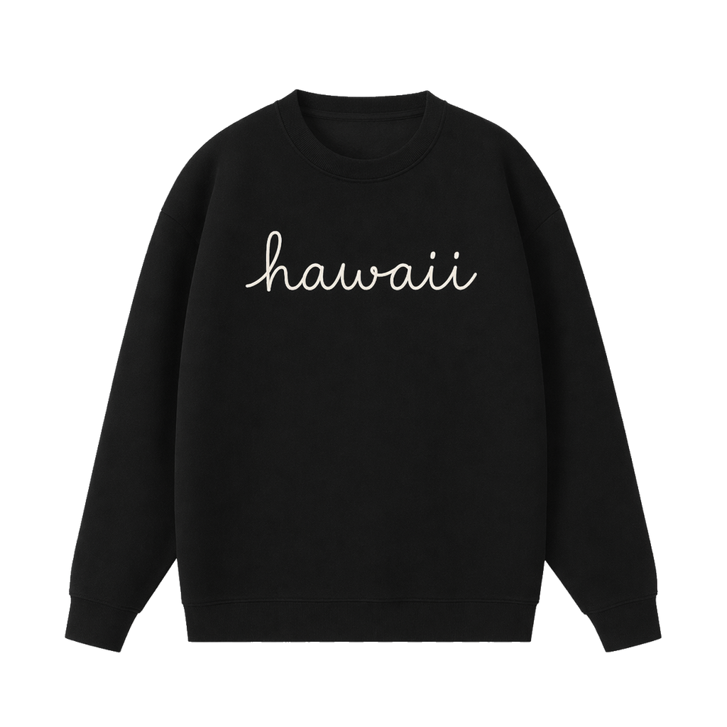 Collection 3 Hawaii Essential Heavyweight Crewneck Sweatshirt - Black front
