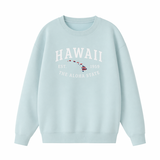 Collection 8 Hawaii Essential Heavyweight Crewneck Sweatshirt - Water Blue front