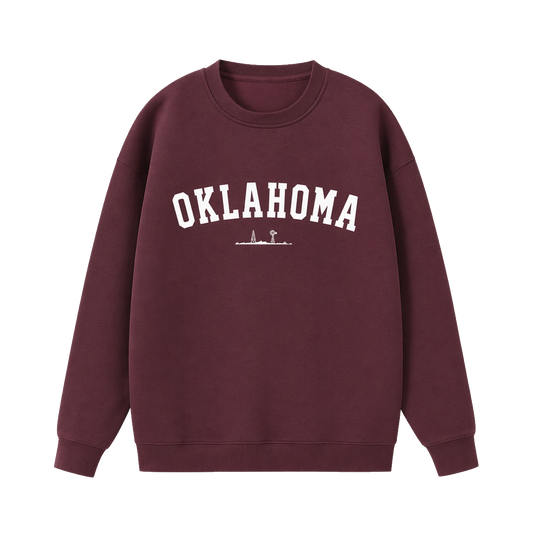 Collection 9 Oklahoma Essential Heavyweight Crewneck Sweatshirt - Dull Red front