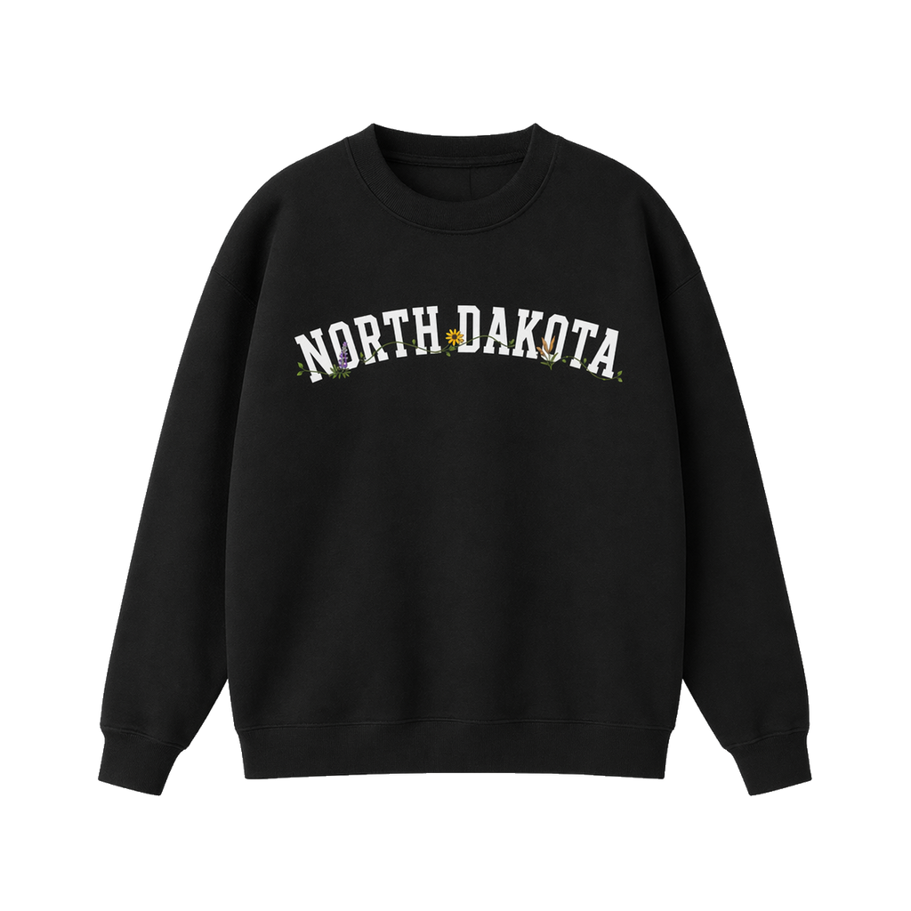 Collection 10 North Dakota Essential Heavyweight Crewneck Sweatshirt - Black front