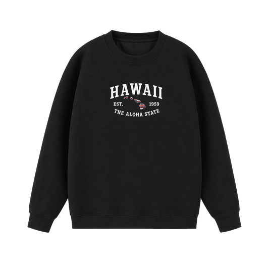 Collection 8 Hawaii Essential Heavyweight Crewneck Sweatshirt - Black front
