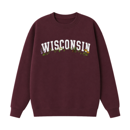 Collection 10 Wisconsin Essential Heavyweight Crewneck Sweatshirt - Dull Red front
