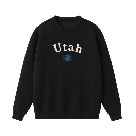 Collection 6 Utah Essential Heavyweight Crewneck Sweatshirt - Black front