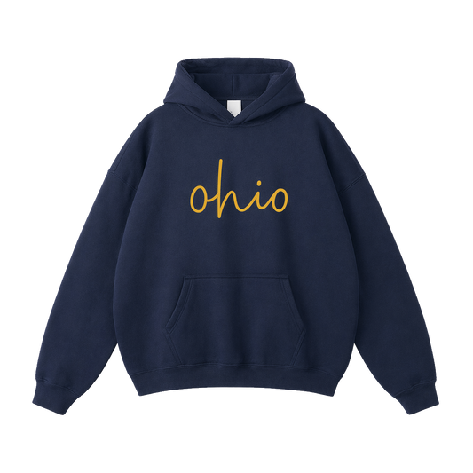Collection 3 Ohio Oversize Fleeced Hoodie - Navy Blue front