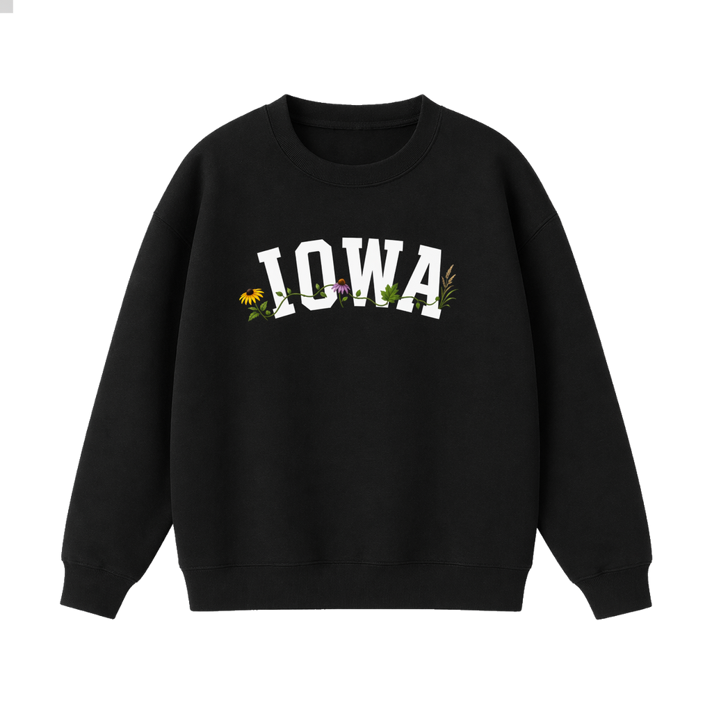 Collection 10 Iowa Essential Heavyweight Crewneck Sweatshirt - Black front