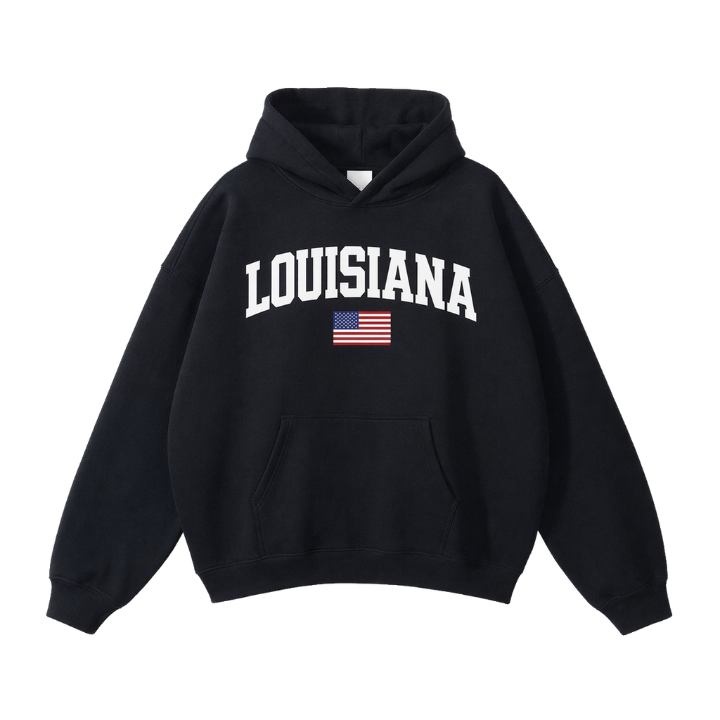 Collection 2 Louisiana Oversize Fleeced Hoodie - Black front