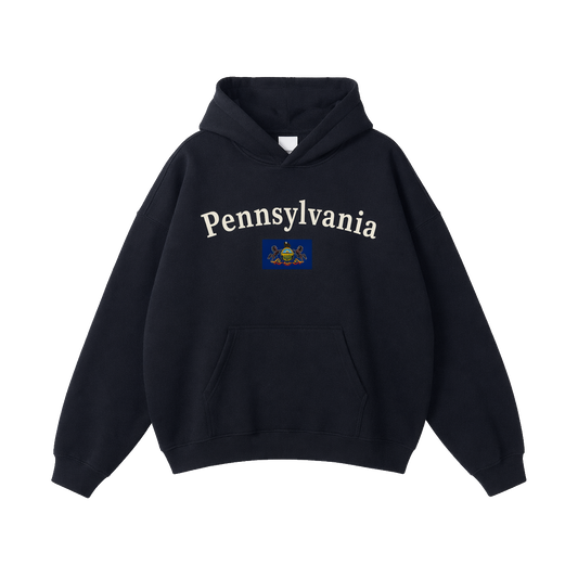 Collection 6 Pennsylvania Oversize Fleeced Hoodie - Black front
