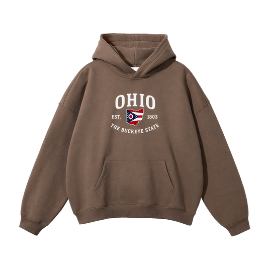 Collection 8 Ohio Oversize Fleeced Hoodie - Brown front