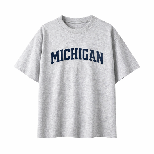 Collection 1 Michigan Essential Cotton T-Shirt - White Gray front
