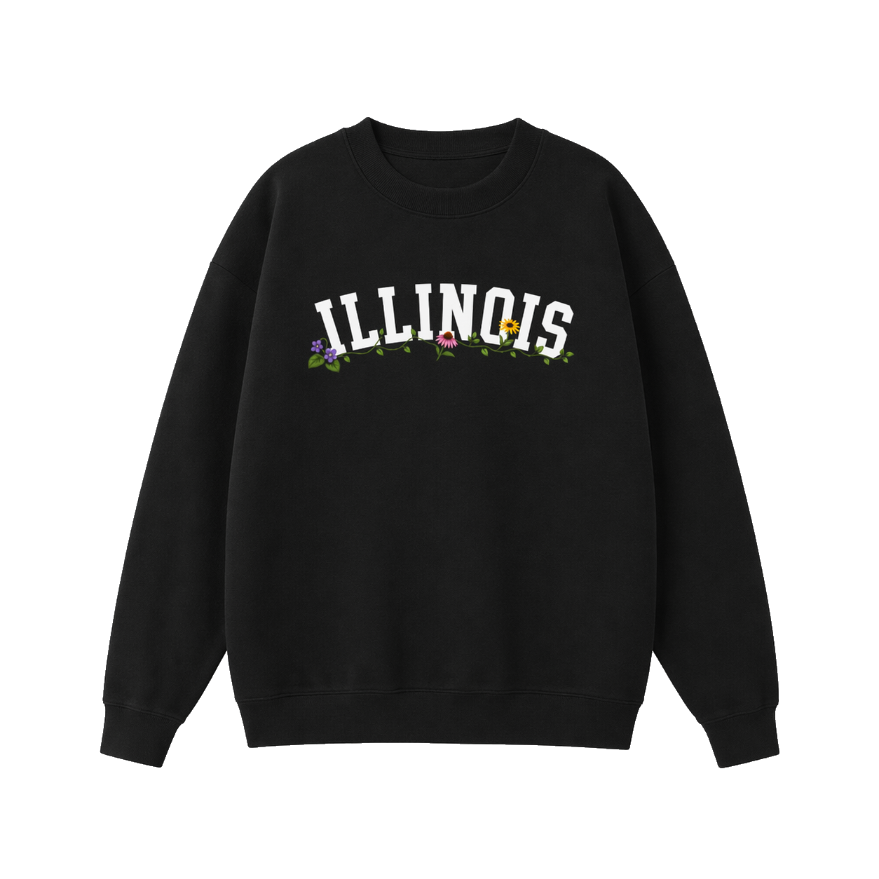 Collection 10 Illinois Essential Heavyweight Crewneck Sweatshirt - Black front