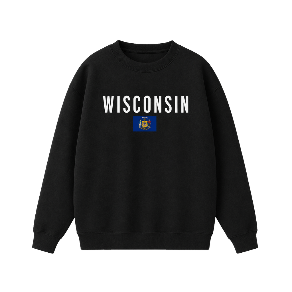Collection 7 Wisconsin Essential Heavyweight Crewneck Sweatshirt - Black front