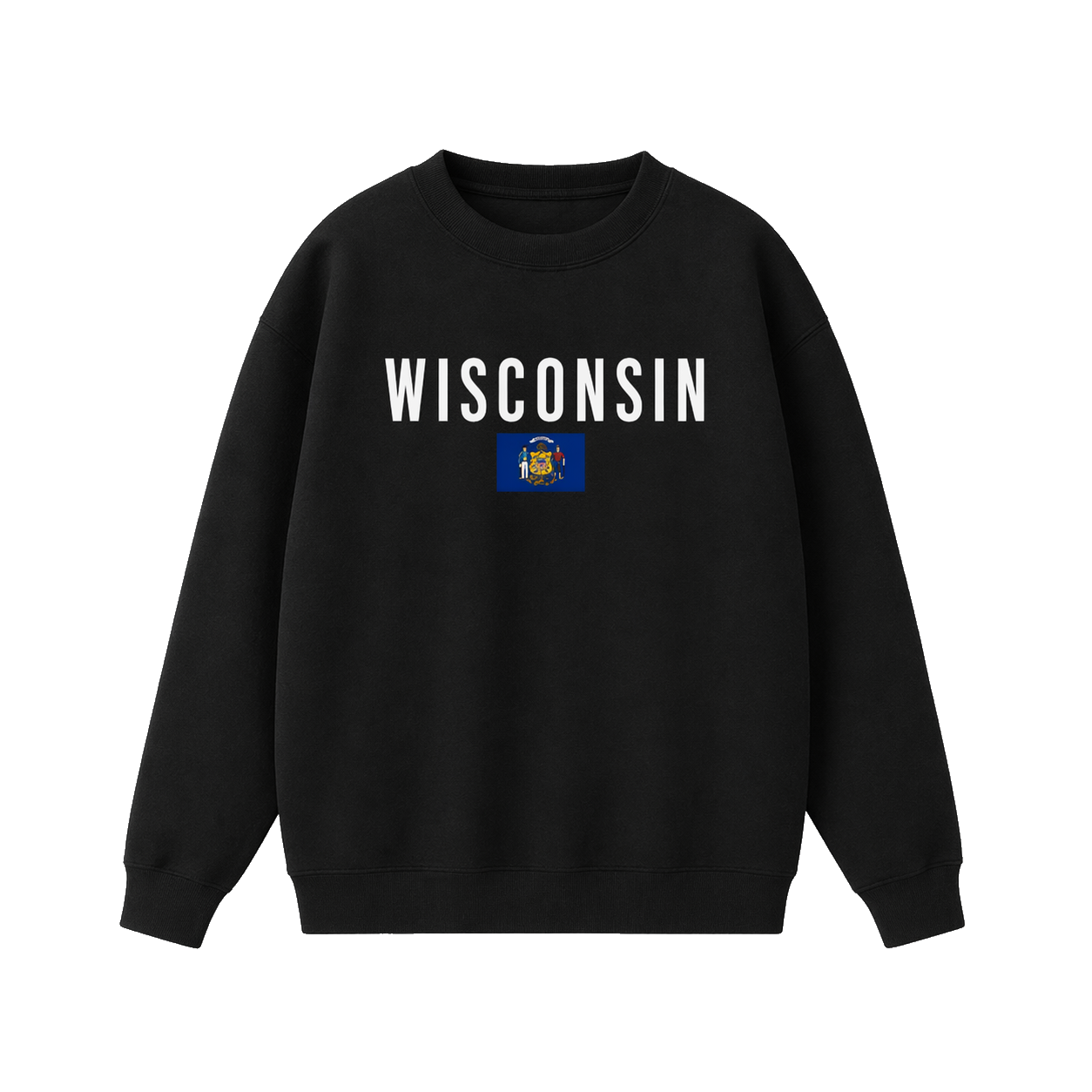 Collection 7 Wisconsin Essential Heavyweight Crewneck Sweatshirt - Black front